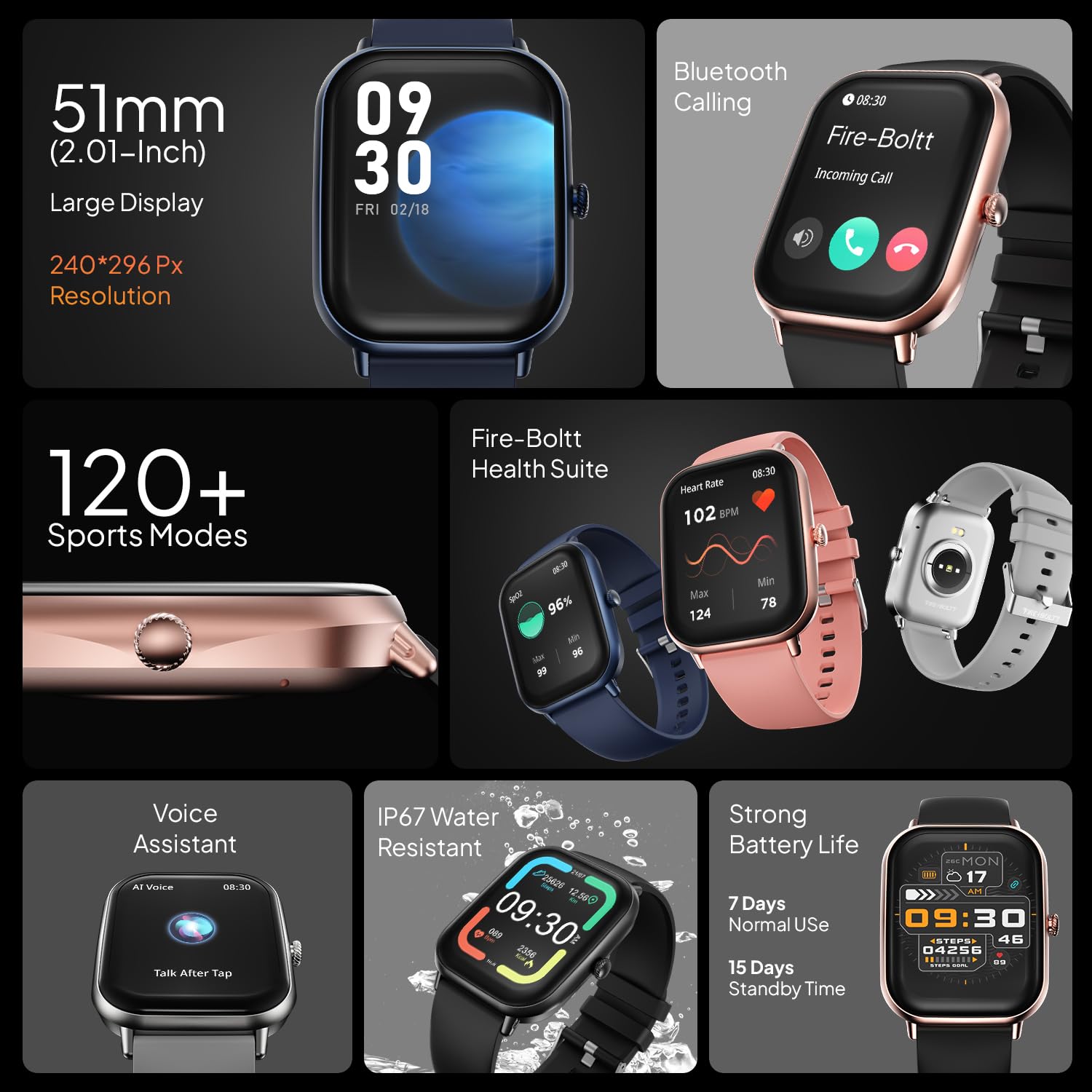 Fire-Boltt Ninja Call Pro Max Bluetooth Calling Smart Watch, 2.01"