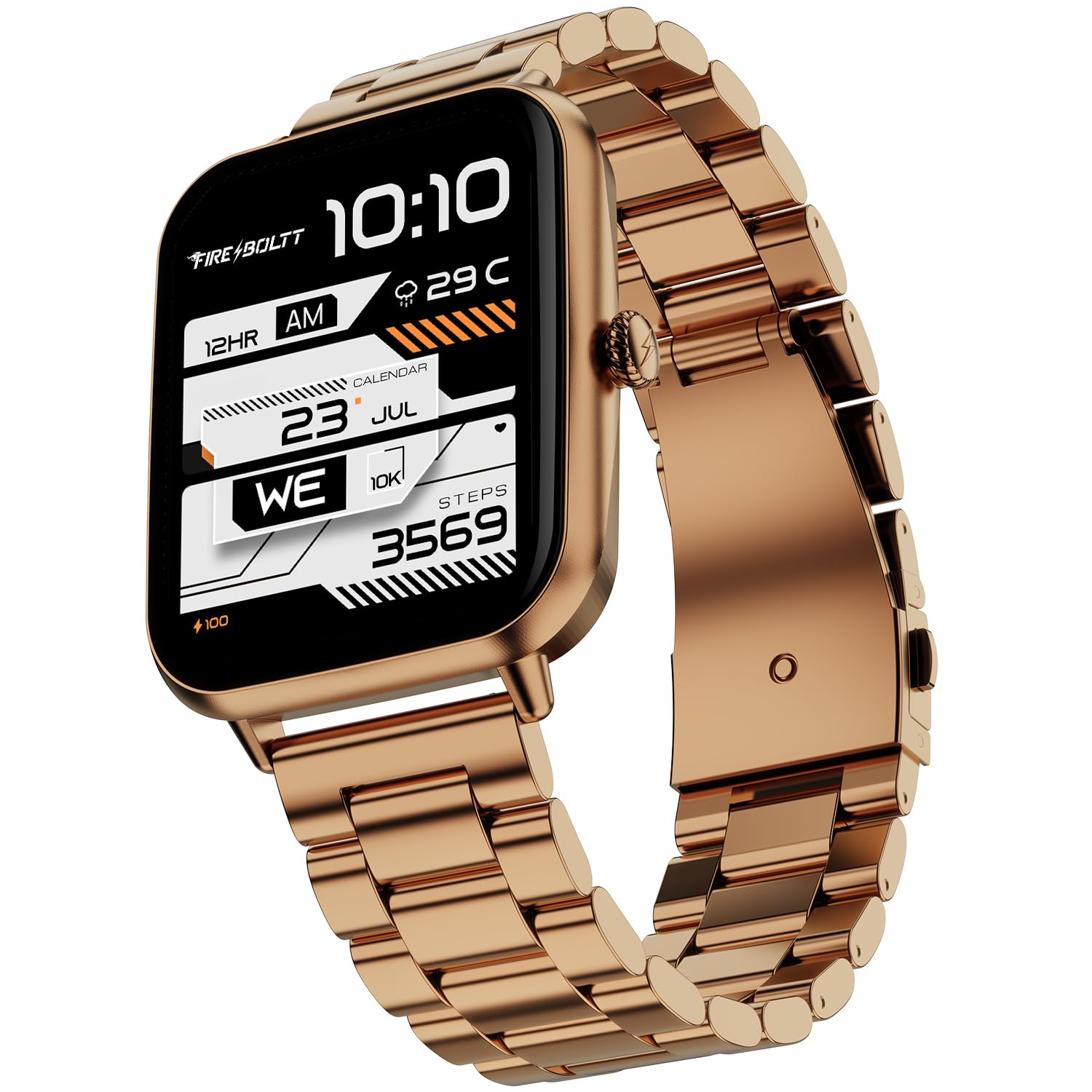 Fire-Boltt Ninja Blaze Smart Watch, Stainless Steel Strap & Steel Body, 1.83” Display