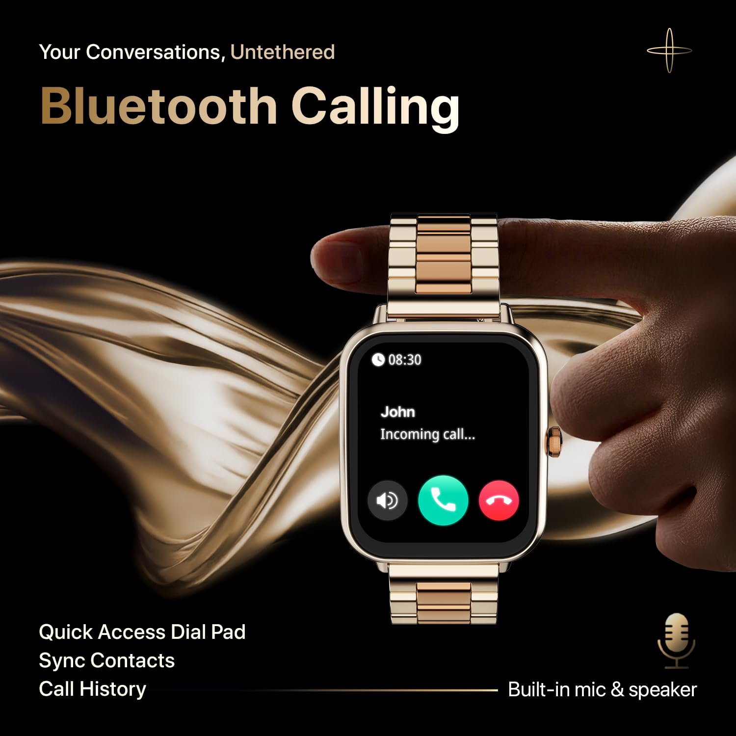 Fire-Boltt Ninja Blaze Smart Watch, Stainless Steel Strap & Steel Body, 1.83” Display